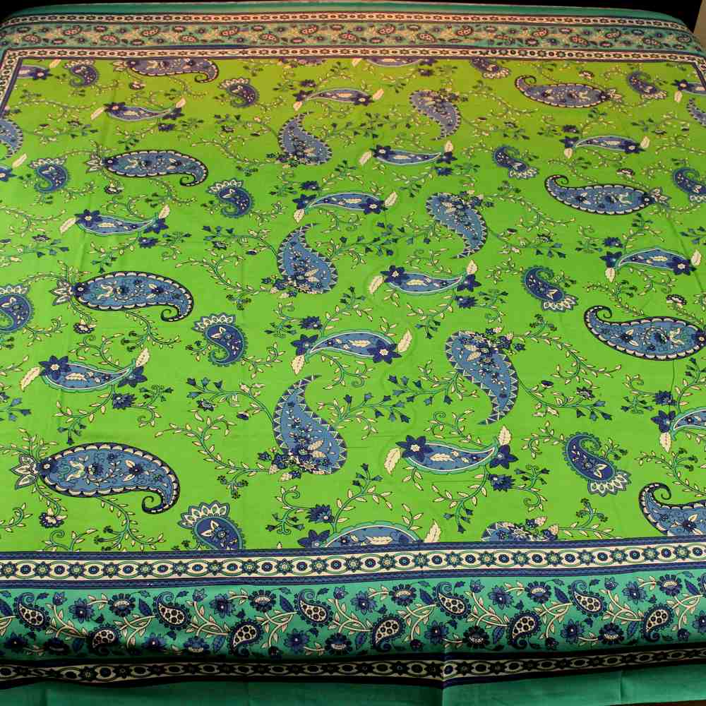Cotton Paisley Floral Tapestry Tablecloth Throw Bedspread Twin Full Green - Sweet Us