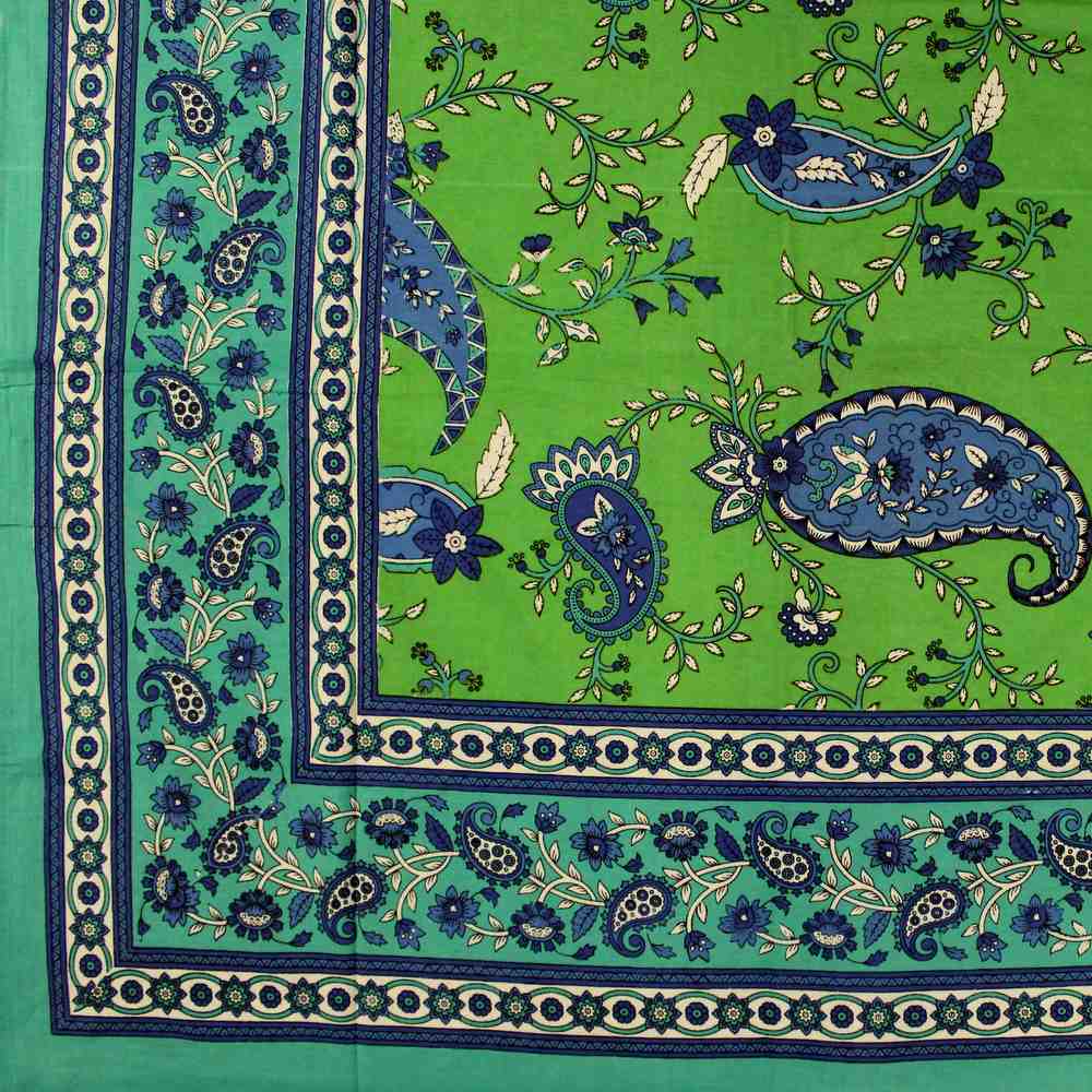 Cotton Paisley Floral Tapestry Tablecloth Throw Bedspread Twin Full Green - Sweet Us