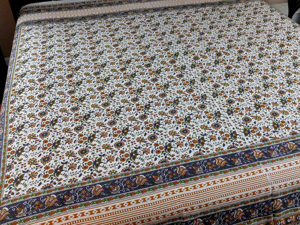 Handmade 100% Cotton Floral Tapestry Throw Tablecloth Bedspread Purple Full Double 88x106 - Sweet Us