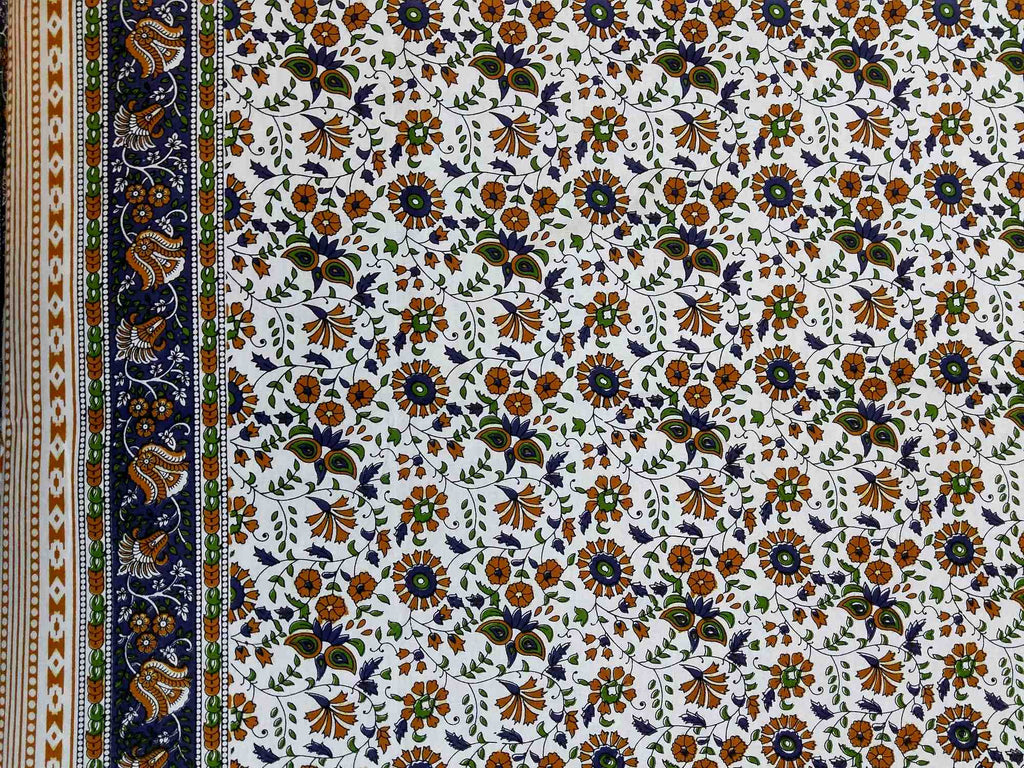 Handmade 100% Cotton Floral Tapestry Throw Tablecloth Bedspread Purple Full Double 88x106 - Sweet Us