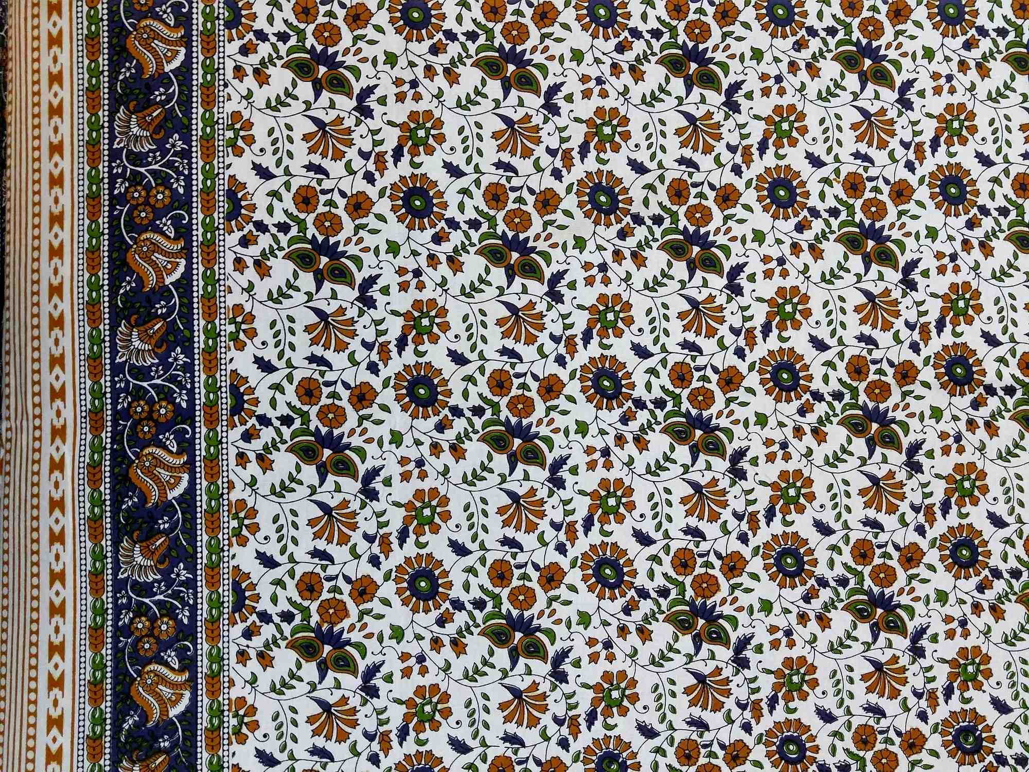 Handmade 100% Cotton Floral Tapestry Throw Tablecloth Bedspread Purple Full Double 88x106 - Sweet Us