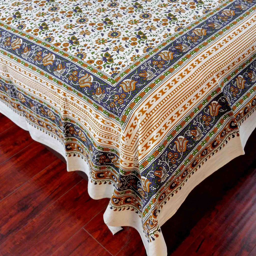 Handmade 100% Cotton Floral Tapestry Throw Tablecloth Bedspread Purple Full Double 88x106 - Sweet Us