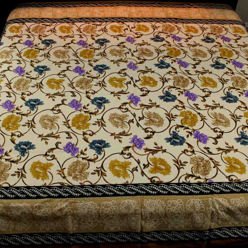 Floral Bloom Print Cotton Bedspread Tablecloth Tapestry Full Queen Beach Sheet - Sweet Us