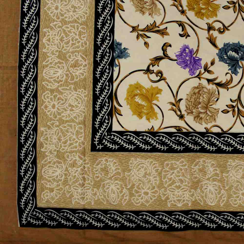 Floral Bloom Print Cotton Bedspread Tablecloth Tapestry Full Queen Beach Sheet - Sweet Us