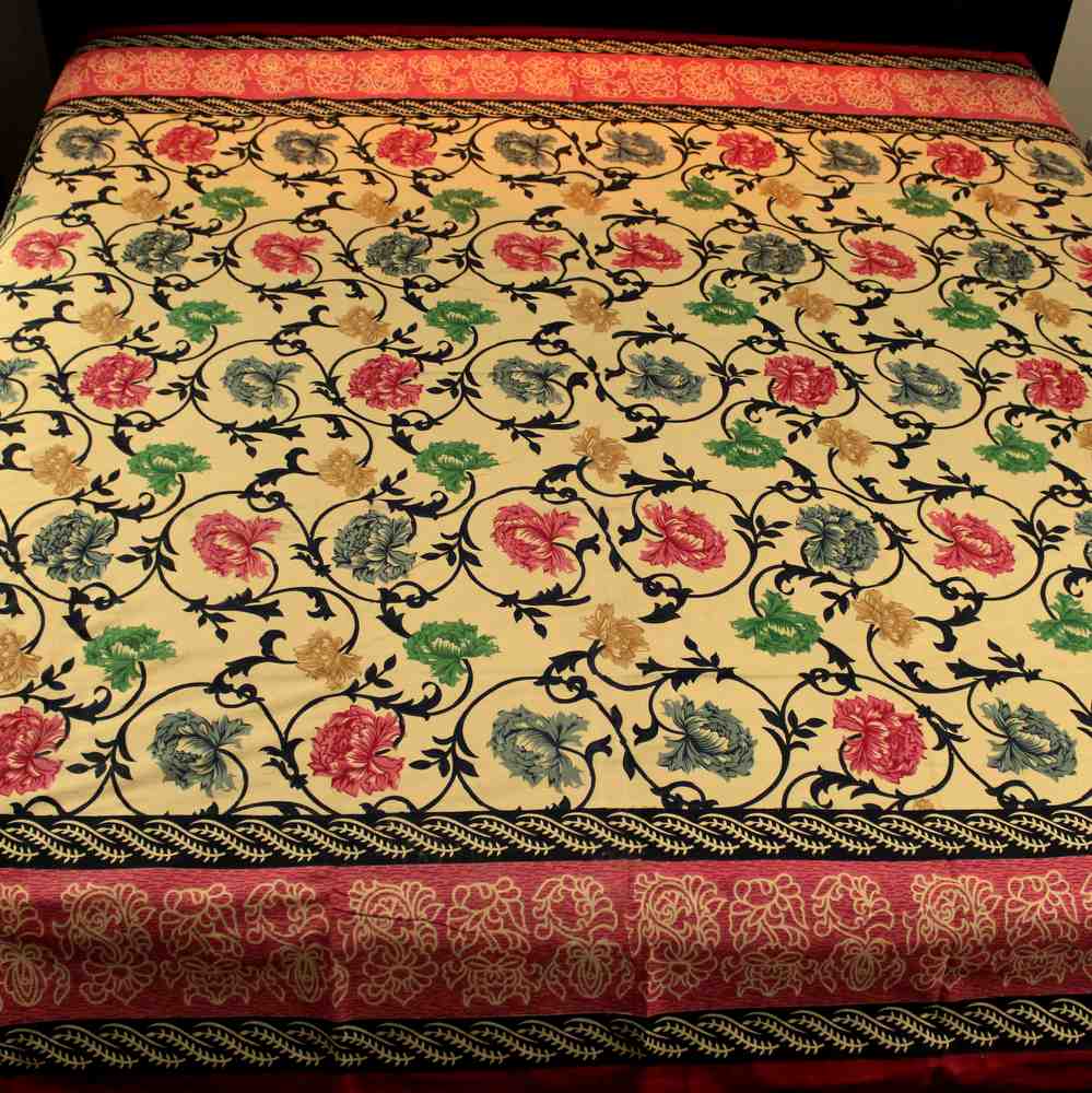 Floral Bloom Print Cotton Bedspread Tablecloth Tapestry Full Queen Beach Sheet - Sweet Us