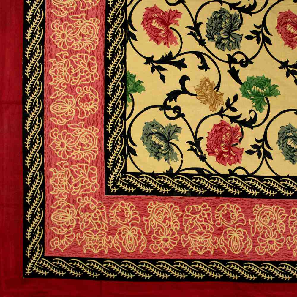 Floral Bloom Print Cotton Bedspread Tablecloth Tapestry Full Queen Beach Sheet - Sweet Us