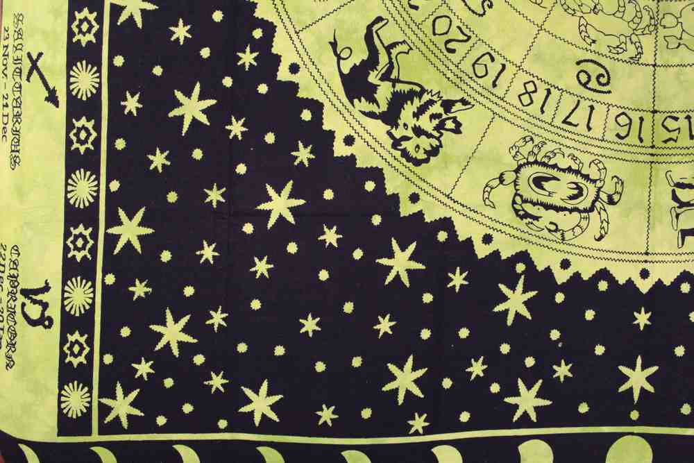 Handmade Cotton Astrological Tapestry Tablecloth Spread Zodiac Symbol Full Green - Sweet Us