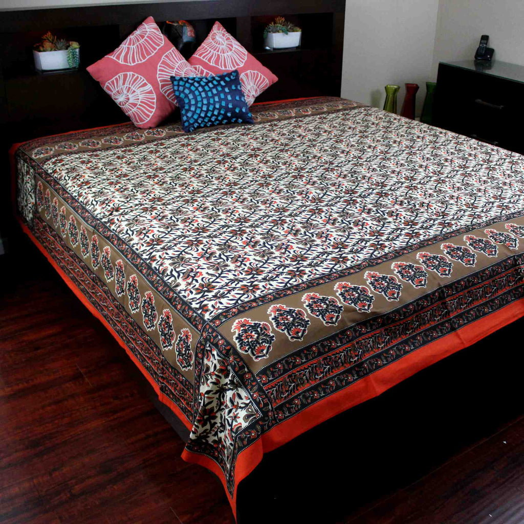 Floral Print Tapestry Spread Tablecloth Dorm Decor Beach Sheet Full Blue Orange - Sweet Us