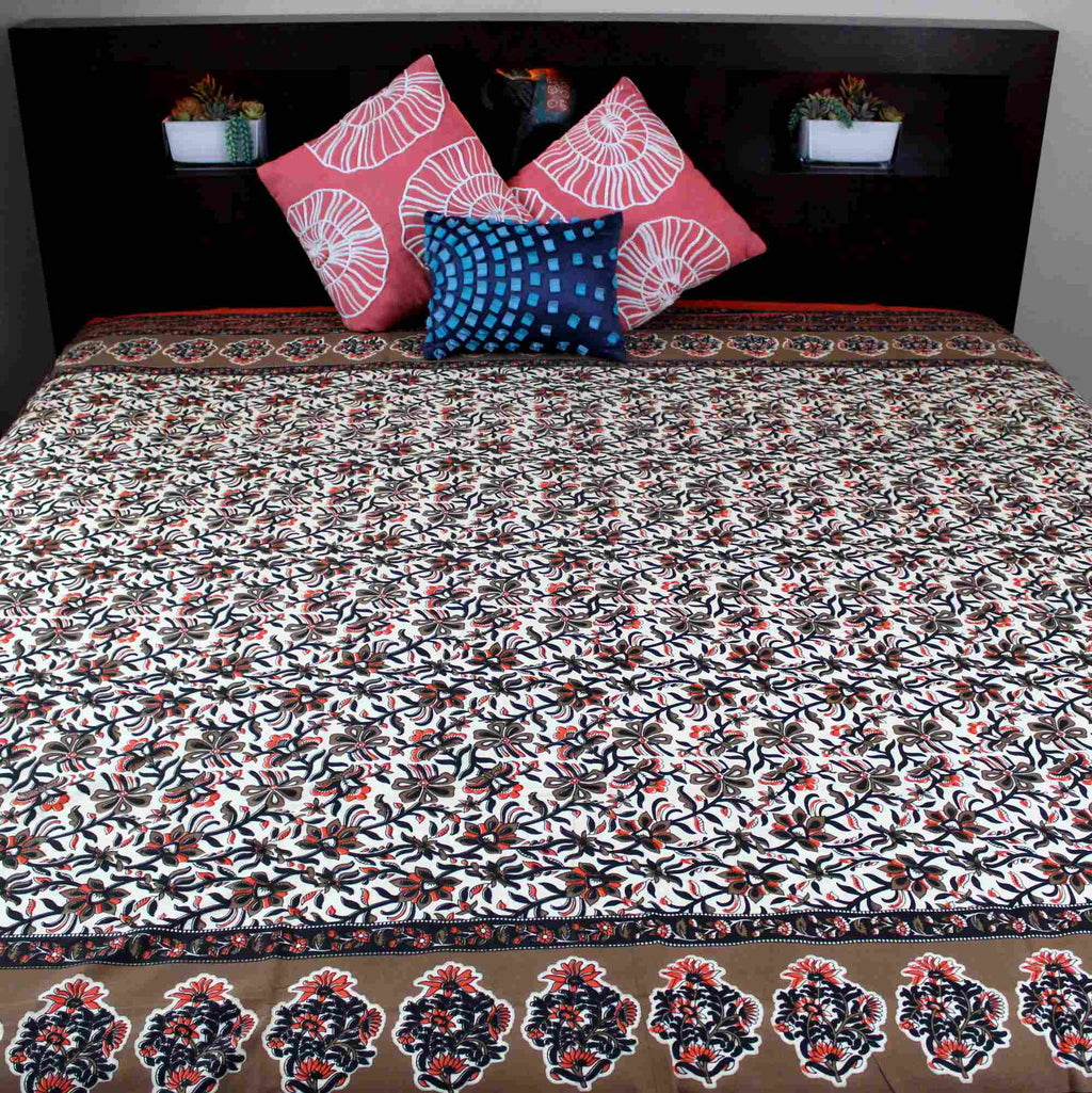 Floral Print Tapestry Spread Tablecloth Dorm Decor Beach Sheet Full Blue Orange - Sweet Us