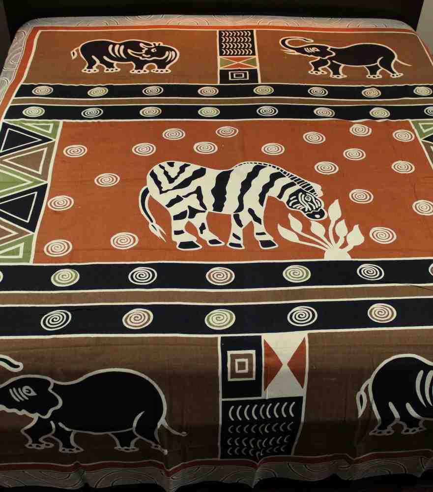 Cotton African Animal Print Tapestry Tablecloth Spread Beach Sheet Green Gold - Sweet Us