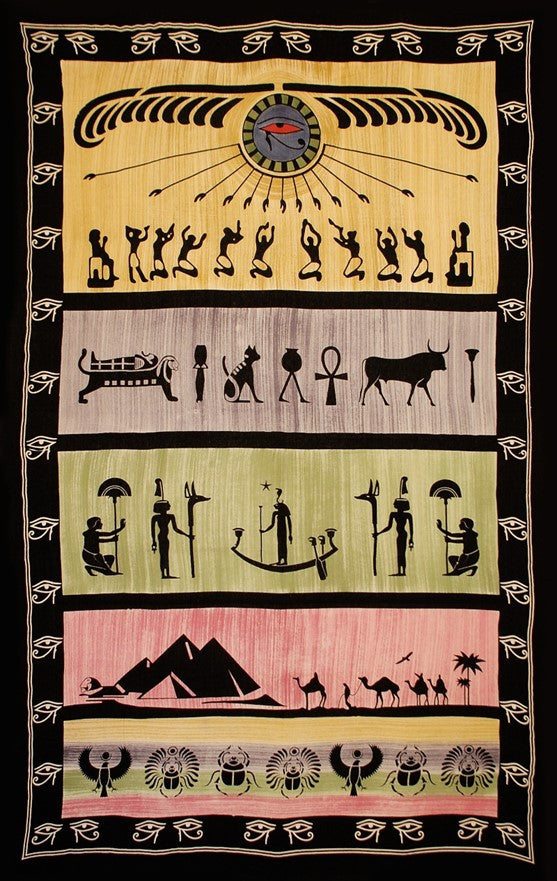 Handmade 100% Cotton Eye of Horus Tapestry Tablecloth Throw Spread Dorm Decor Beach Sheet Full 88x104 - Sweet Us