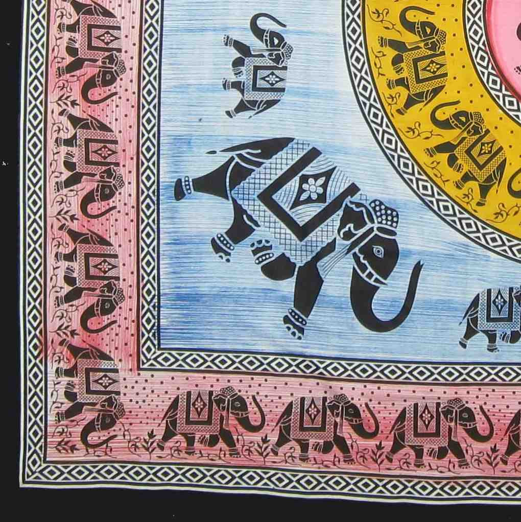 Handmade 100% Cotton Mandala Good Luck Elephant Bedspread Tapestry Tablecloth Full - Sweet Us