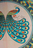 Peacock Feather Elegant Orange Blue Table Cover for Big Rectangle Table. 