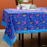 Cotton Floral Hand block print fall tablecloth in sizes 