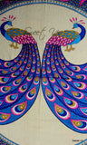 Twin Peacock Design Blue Pink Cotton Tablecover Indian