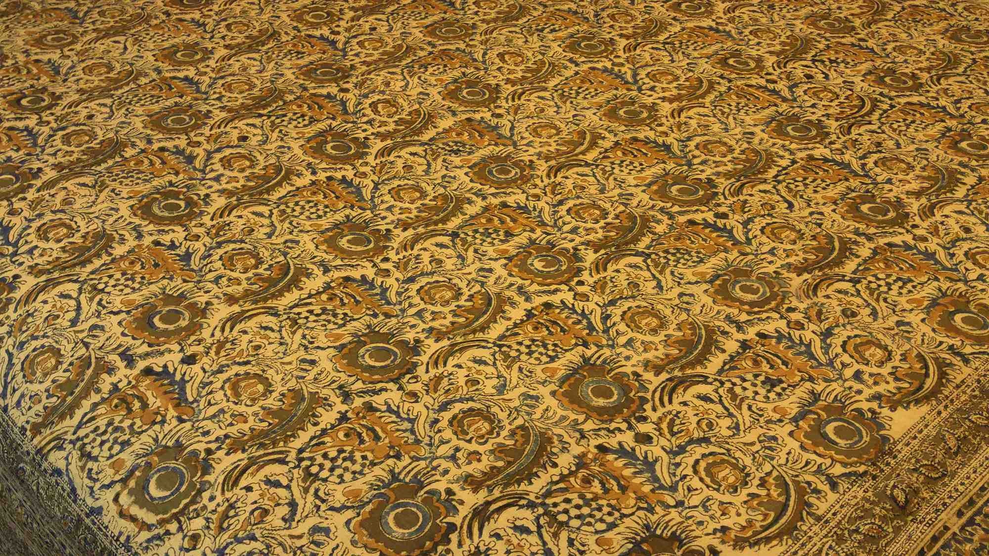 Veggie Dye Hand Block Print Cotton Tapestry Spread Throw 88"x108" Olive Green - Sweet Us