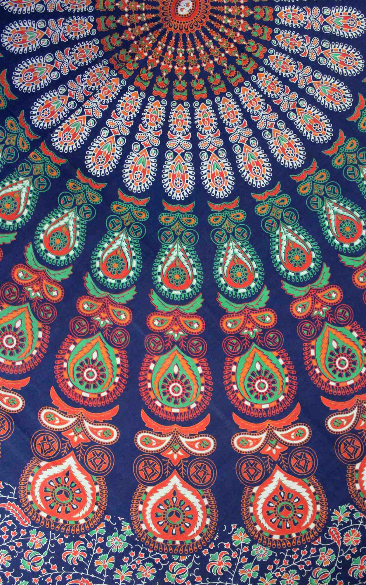 Floral Peacock Mandala Print Cotton Bedspread Tapestry Tablecloth Throw King - Sweet Us