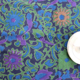 Lightweight Cotton Sunflower Tablecloth Rectangle, Navy Blue