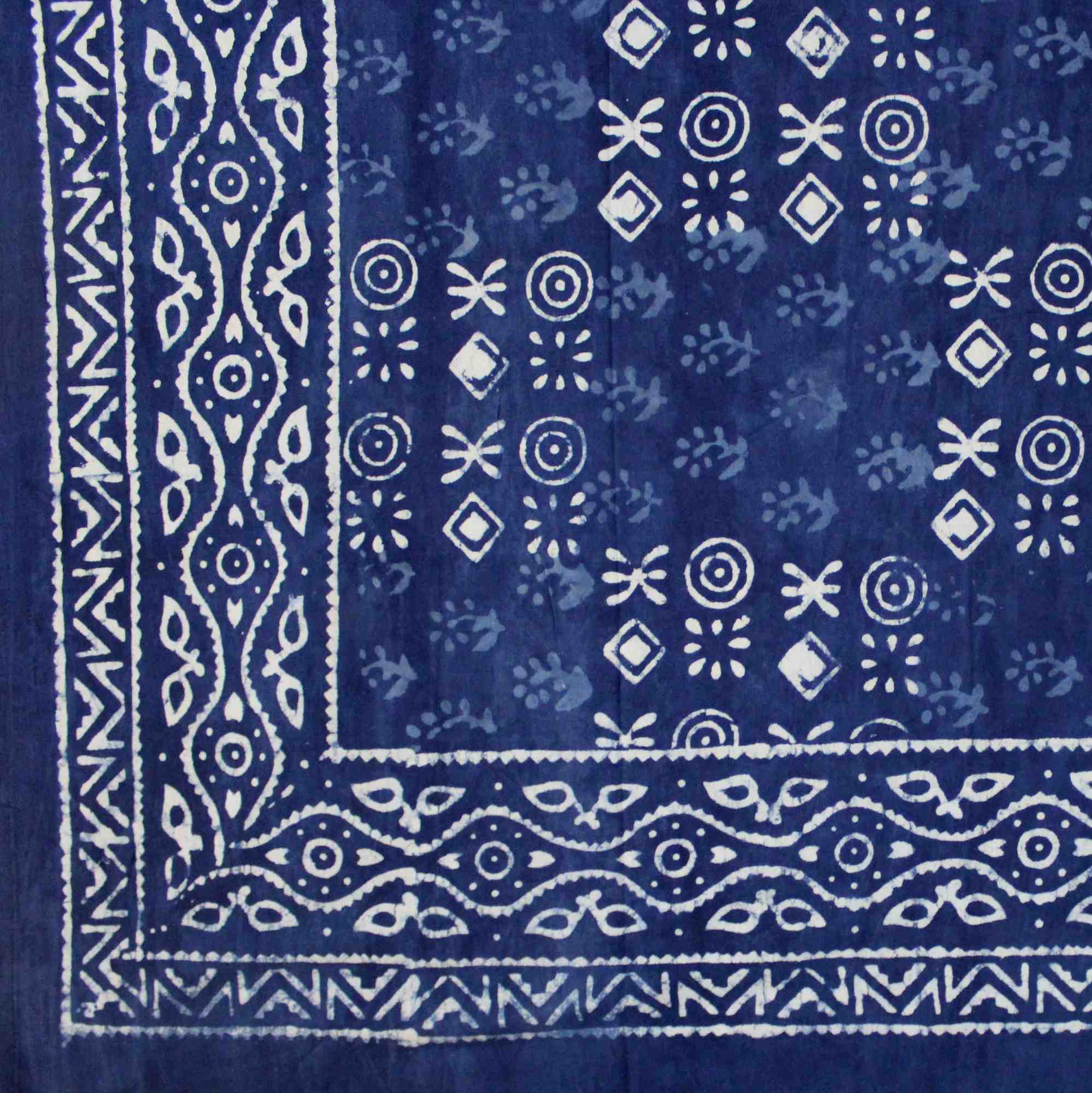 Vegetable Dye Block Print Cotton Tapestry Spread 110x110 inches King Blue Black - Sweet Us