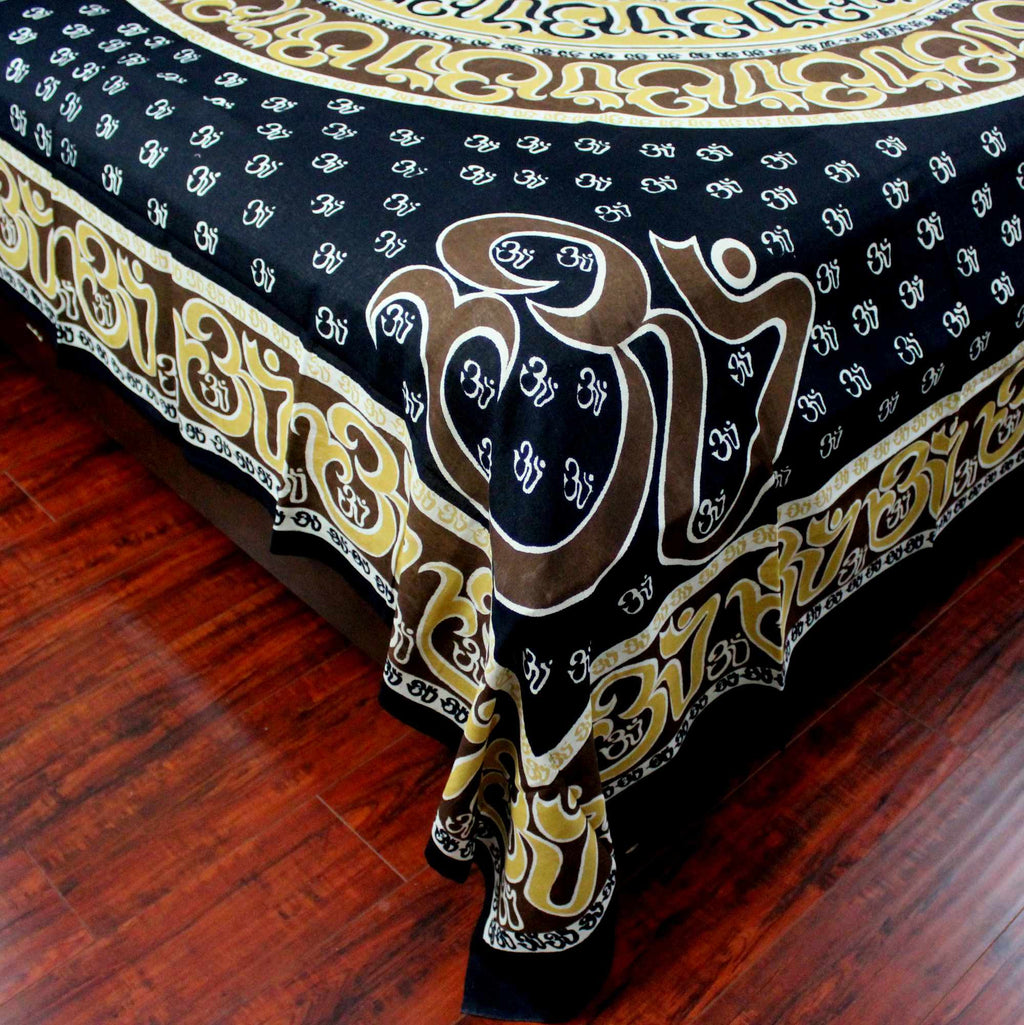 Mandala Om Print Tapestry Wall Hanging Tablecloth Spread Twin Full Queen King - Sweet Us