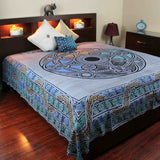 Celtic Wheel of Life Cotton Tapestry Bedspread Coverlet Blue Twin Full Queen - Sweet Us