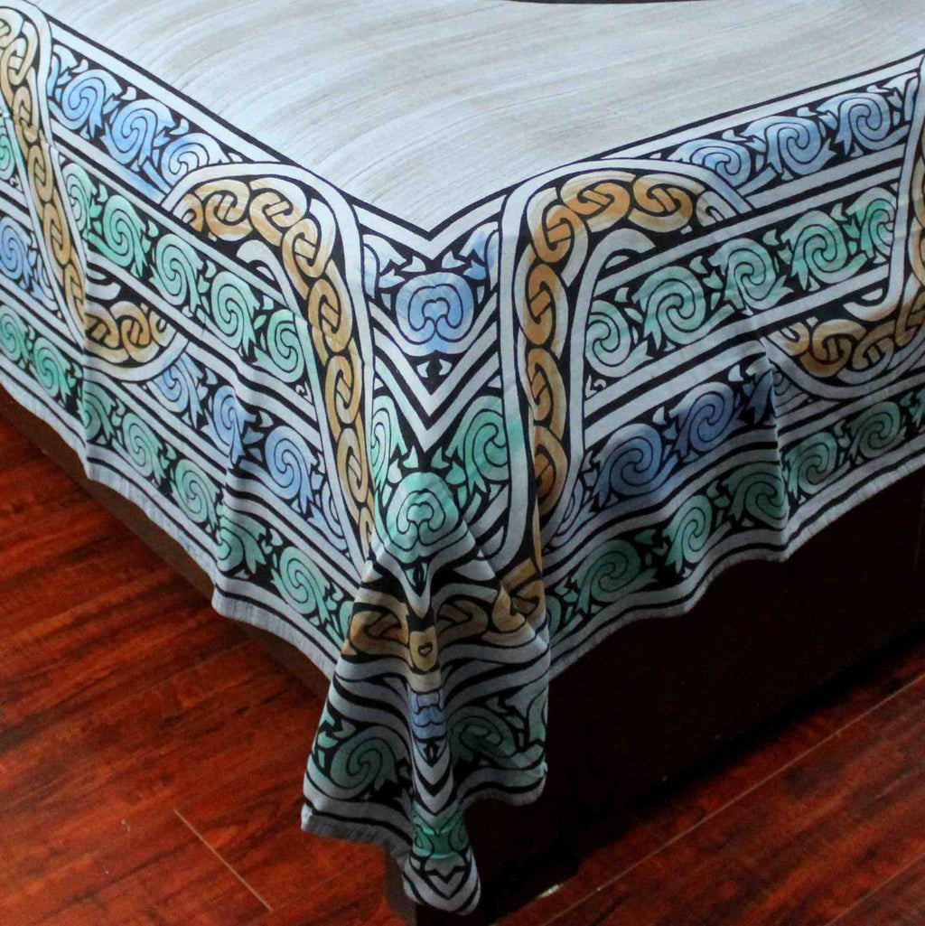 Celtic Wheel of Life Cotton Tapestry Bedspread Coverlet Blue Twin Full Queen - Sweet Us