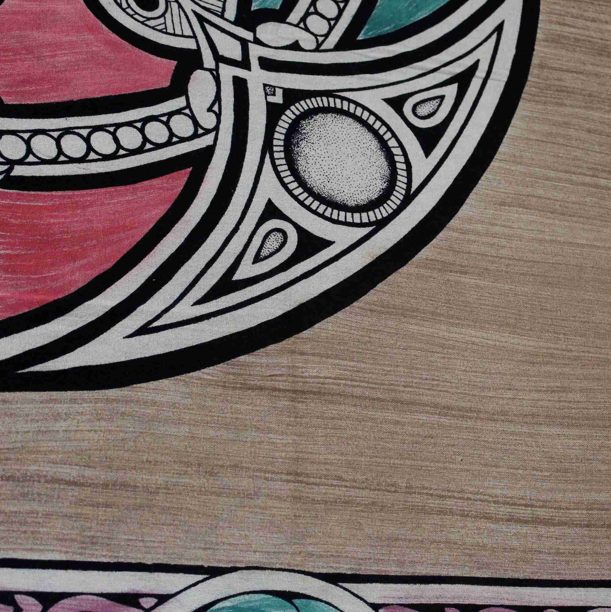 Celtic Tapestry, Celtic Bedspread Queen, Thin Cotton Throw Beach Blanket Tan Queen - Sweet Us