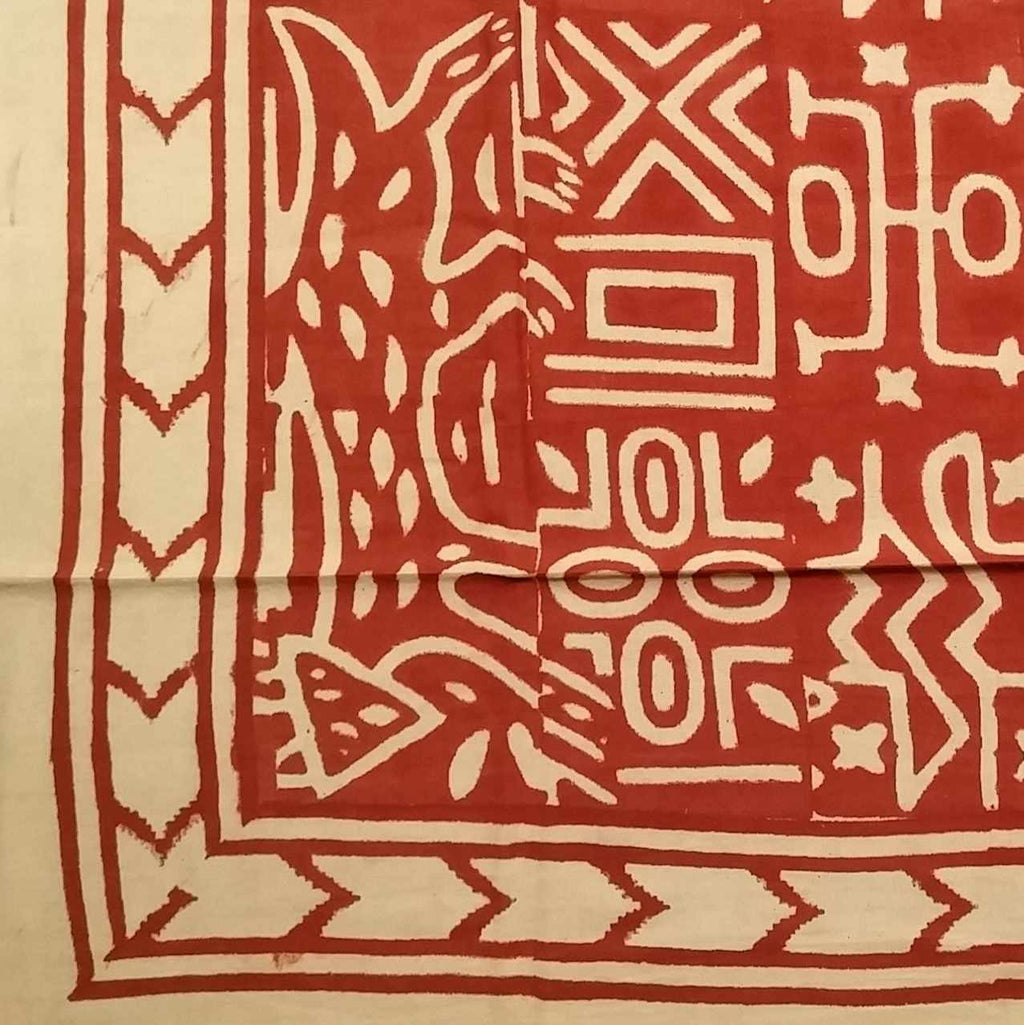 Handmade 100% Cotton Dabu Brush Print Tapestry Tablecloth Bedspread Coverlet Beach Sheet Bed Sheet Queen 106x106 Brick Red - Sweet Us