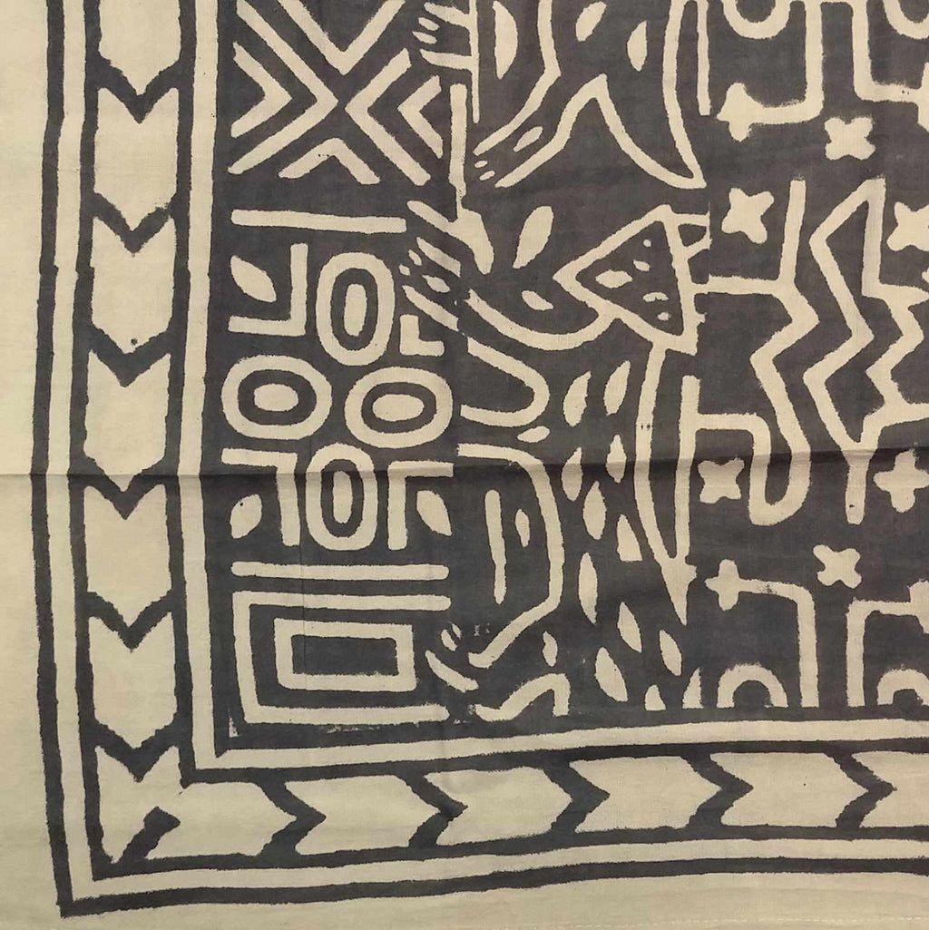 Handmade 100% Cotton Dabu Brush Print Tapestry Tablecloth Bedspread Coverlet Beach Sheet Bed Sheet Queen 106x106 Black - Sweet Us