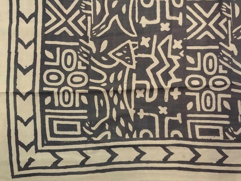 Handmade 100% Cotton Dabu Brush Print Tapestry Tablecloth Bedspread Coverlet Beach Sheet Bed Sheet Queen 106x106 Black - Sweet Us