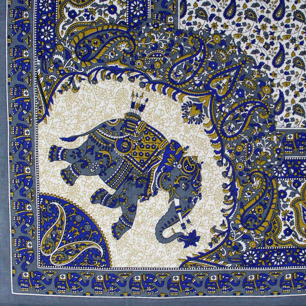 Elephant Mandala Print Tapestry Tablecloth Bedspread Picnic blanket Cotton Queen 106" x 106" - Sweet Us