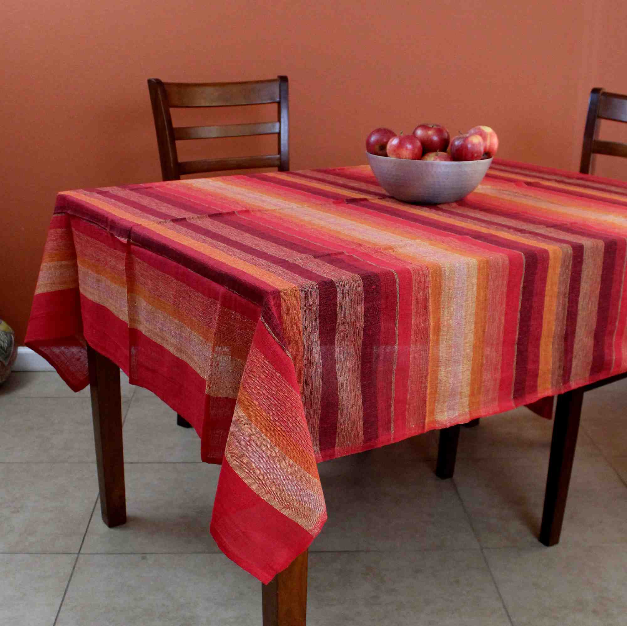 Striped Cotton Tablecloth Rectangle Thin Spread Tapestry Full Red Blue Green - Sweet Us