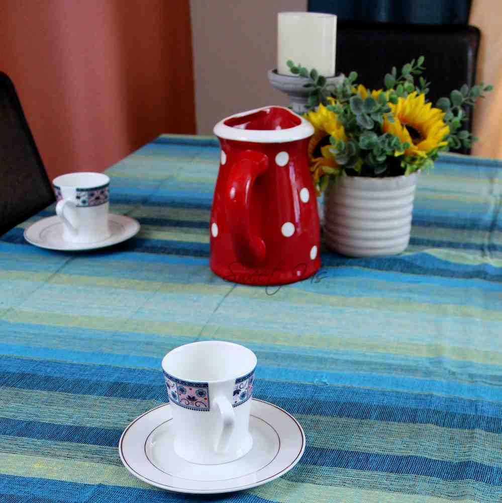 Striped Light weight Cotton Tablecloth Rectangle Red Blue Green