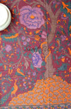 Cotton Tree of Life Floral Tablecloth Rectangle Burgundy Green Purple