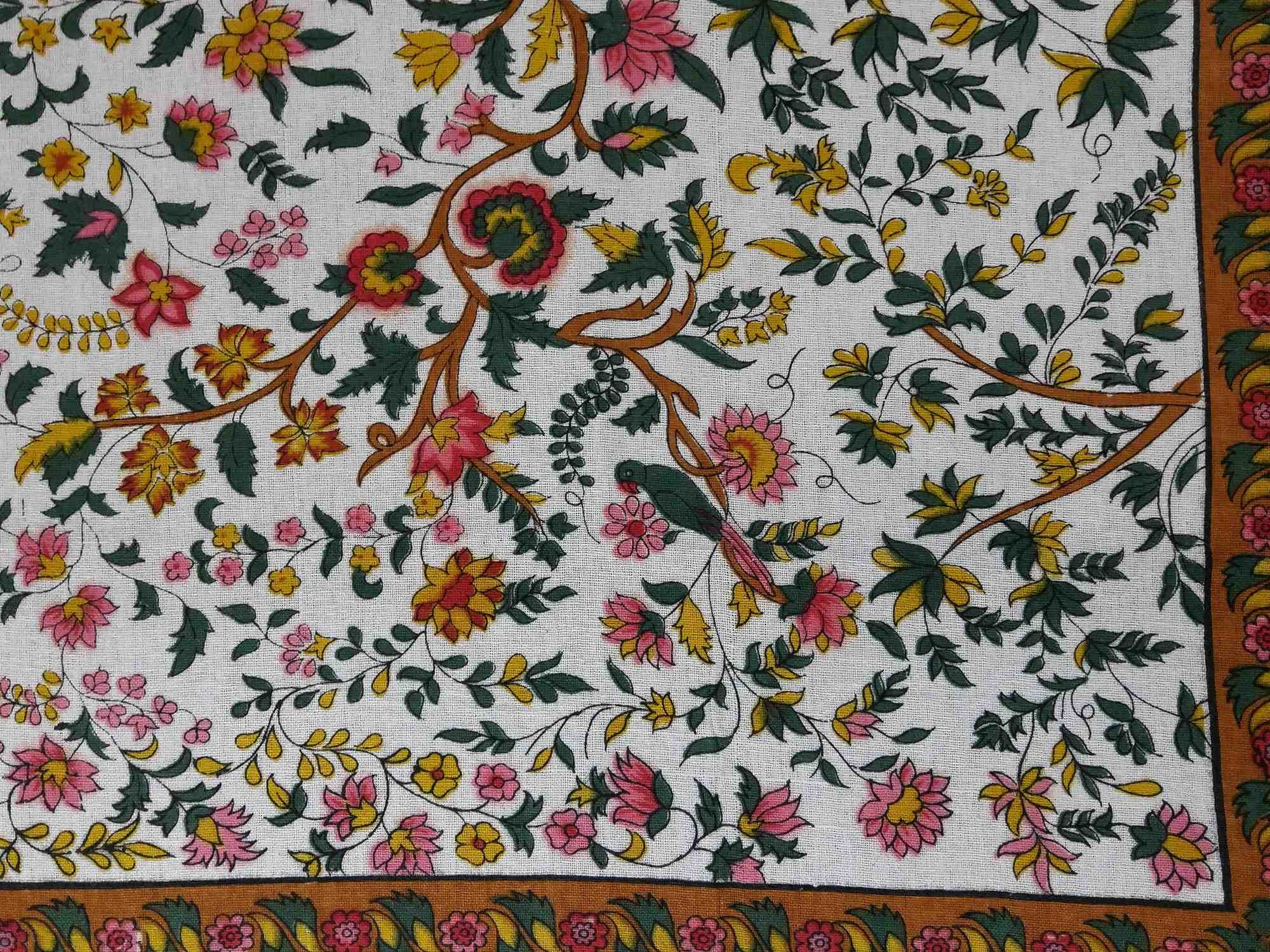 Cotton Tree of Life Tapestry Tablecloth Spread Twin 70x104 inches White - Sweet Us