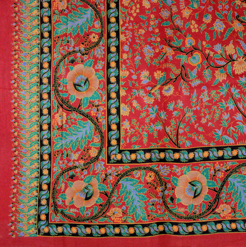 Handmade 100% Cotton Tree of Life Tapestry Tablecloth Spread Full 88x104 Red - Sweet Us