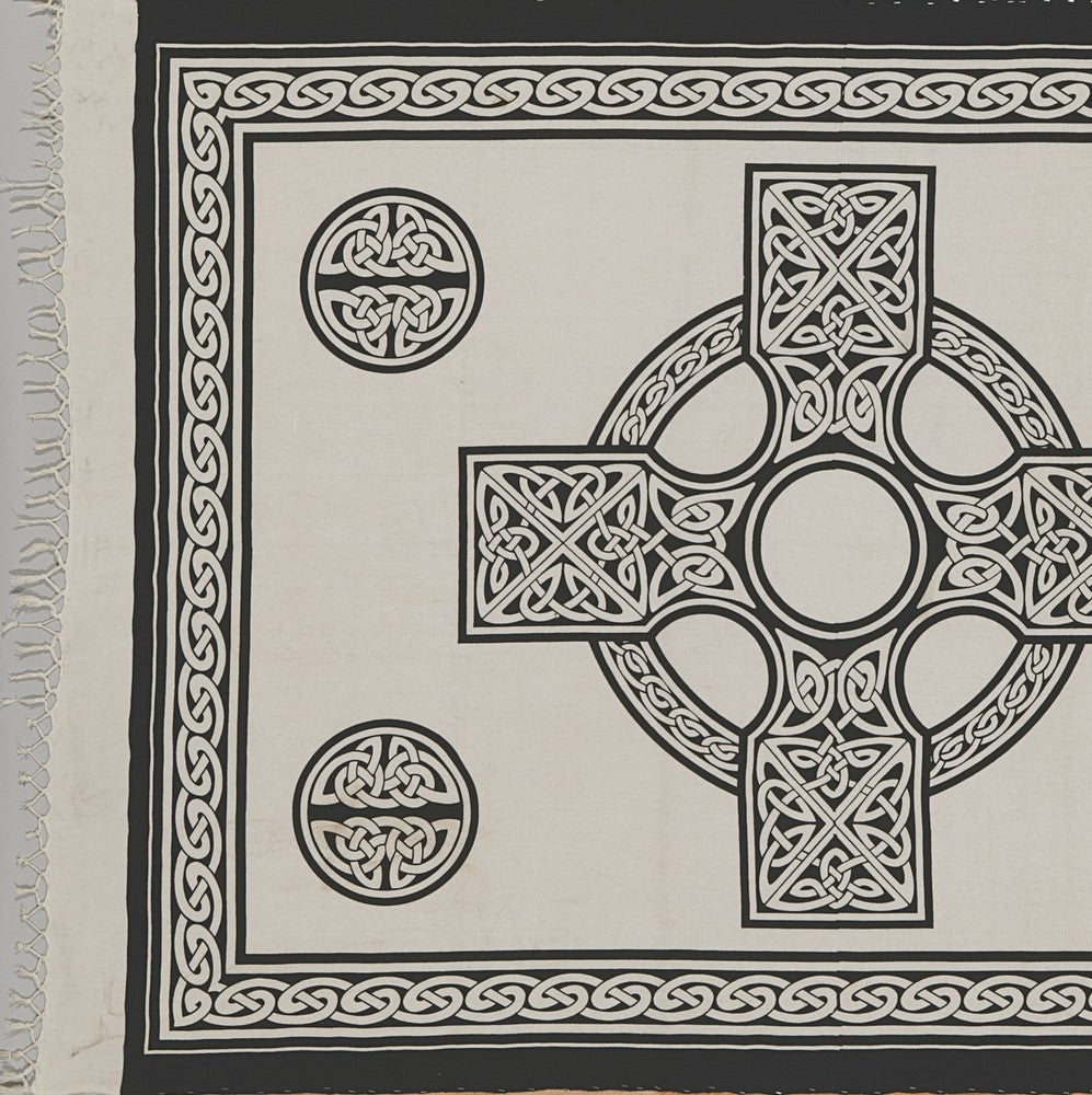 Handmade 100% Cotton Heavy Celtic Wheel Tie Dye Tapestry Spread 88x104 White - Sweet Us