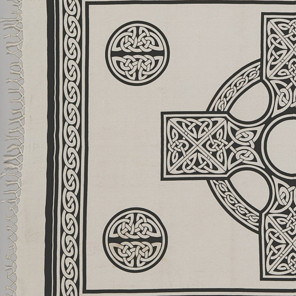 Handmade 100% Cotton Heavy Celtic Wheel Tie Dye Tapestry Spread 88x104 White - Sweet Us