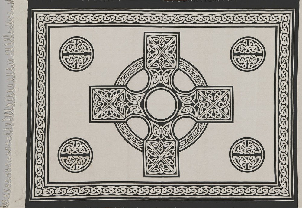 Handmade 100% Cotton Heavy Celtic Wheel Tie Dye Tapestry Spread 88x104 White - Sweet Us