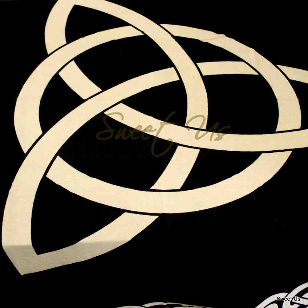 Cotton Celtic Trinity Tapestry Heavy Triquetra Tablecloth with Fringes