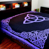 Celtic Tie Dye Trinity Knot Cotton Tapestry Bedspread Amber Purple Twin Full - Sweet Us
