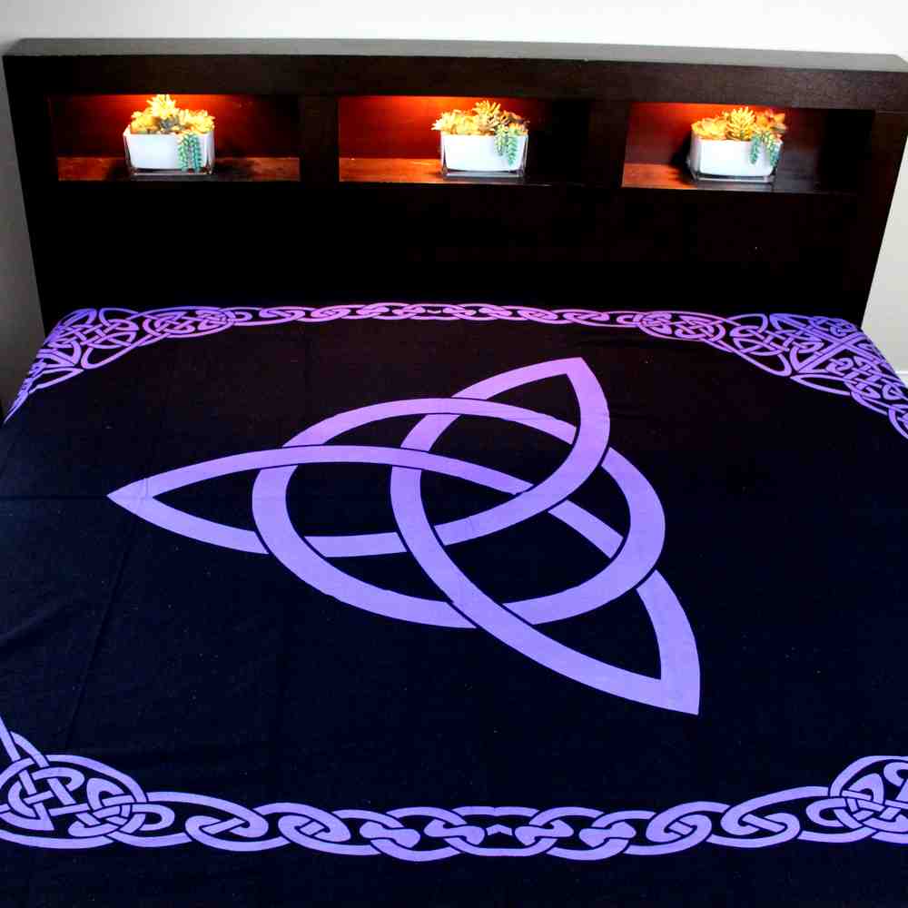 Celtic Tie Dye Trinity Knot Cotton Tapestry Bedspread Amber Purple Twin Full - Sweet Us