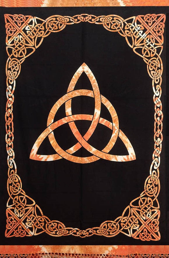 Celtic Tie Dye Trinity Knot Cotton Tapestry Bedspread Amber Purple Twin Full - Sweet Us
