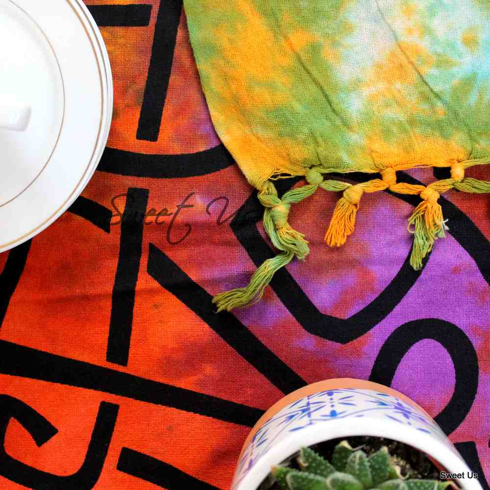 Cotton Tree of life Tablecloth Rectangle Celtic Tie-Dye Tapestry Spread Fringe