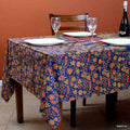 Cotton Peacock Mandala Floral Tablecloth Rectangle 68x102 Blue Gold Red - Sweet Us