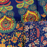 Cotton Peacock Mandala Floral Tablecloth Rectangle 68x102 Blue Gold Red
