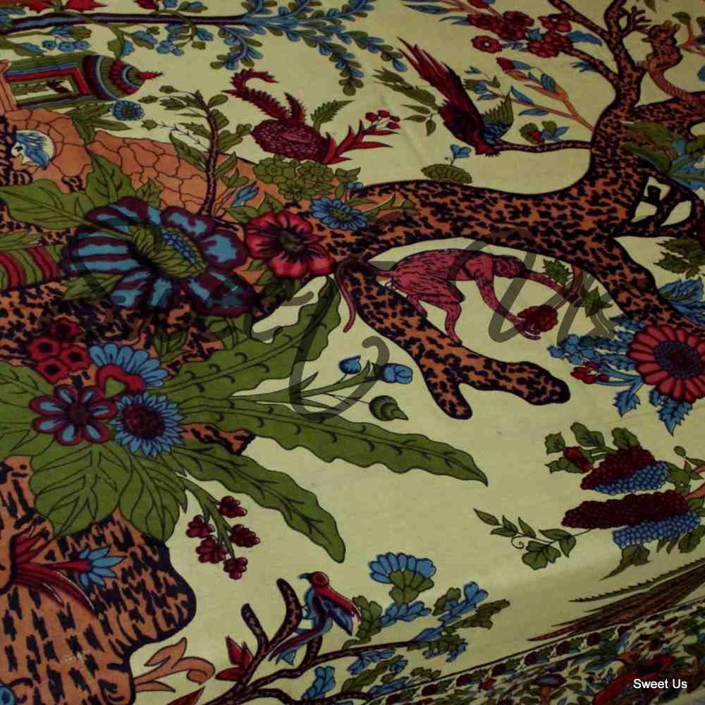 Cotton Tree of Life Tablecloth Rectangle Tapestry Gold Bed sheet Queen King