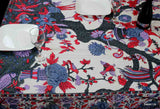Cotton Tree of Life Floral Tablecloth Rectangle White Gray Blue Purple