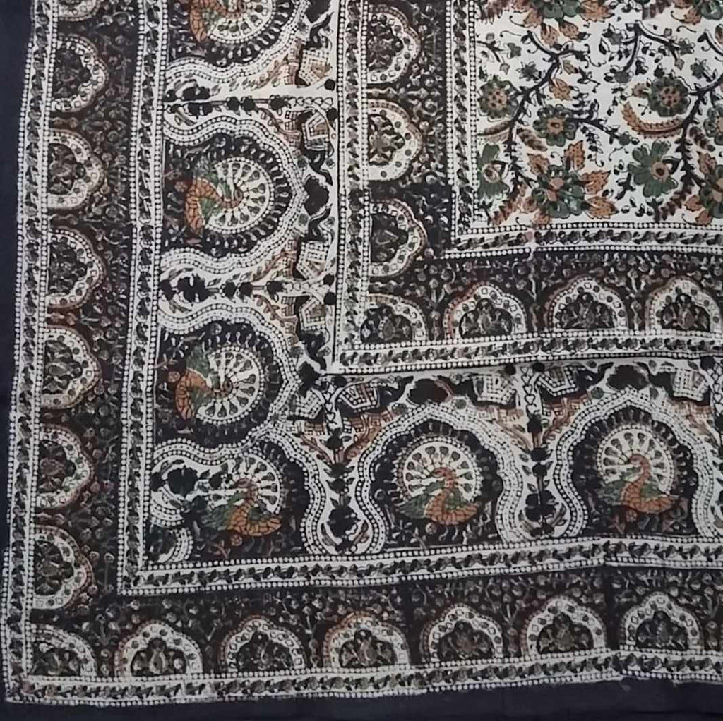 Handmade Peacock Floral Print Cotton Tapestry Coverlet Bedspread Beach Sheet Bed Sheet Green Tan Twin - Sweet Us