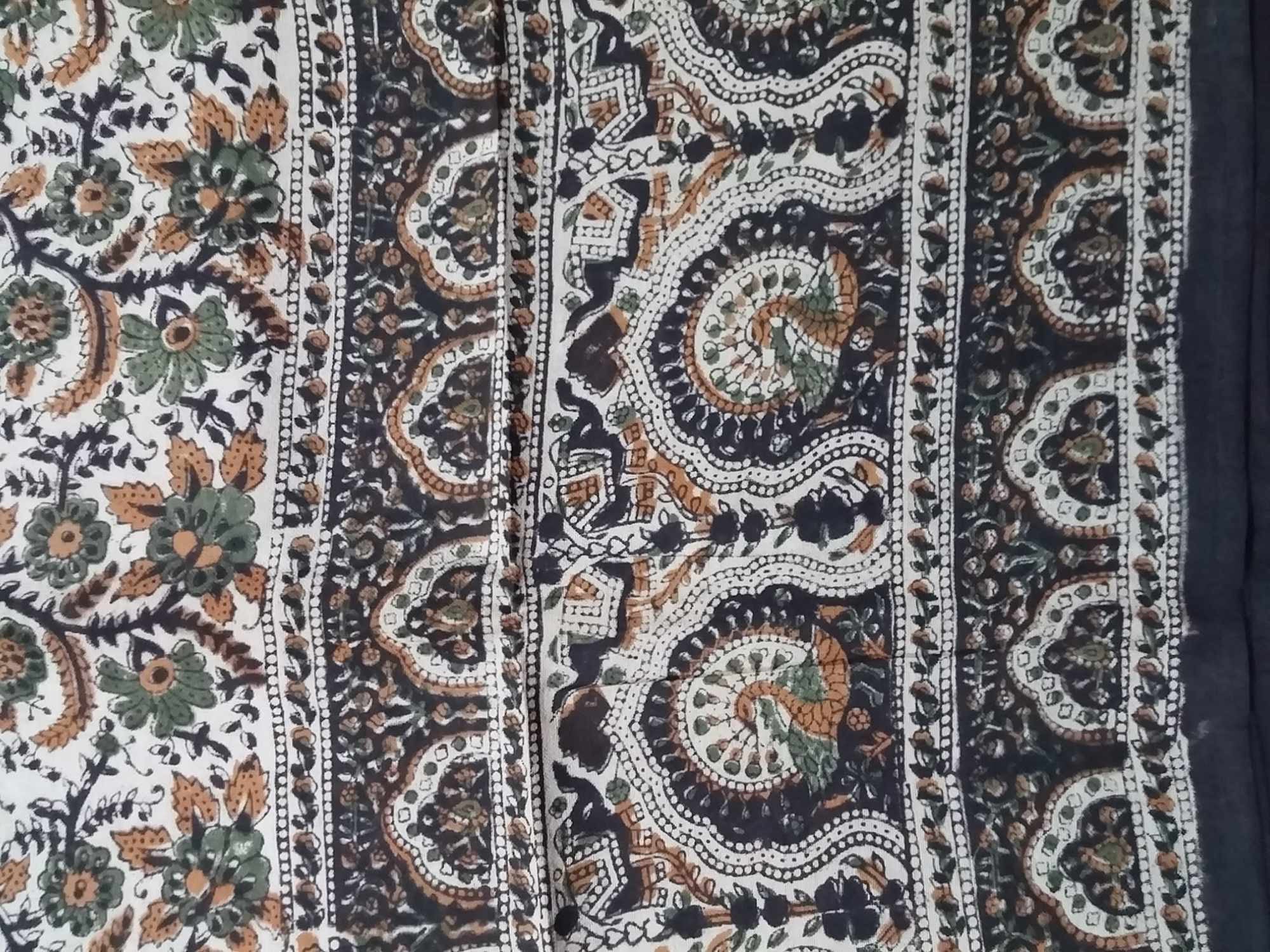 Handmade Peacock Floral Print Cotton Tapestry Coverlet Bedspread Beach Sheet Bed Sheet Green Tan Twin - Sweet Us